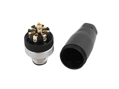 2 Pcs Field Wireable Connector M12 8 Pin Male Assembly Cable