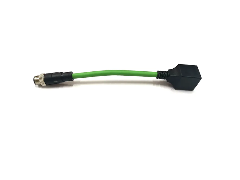 M12 4pin D-Coded Connector to RJ45 Female Waterproof IP67 Industrial Ethernet Cable Connector